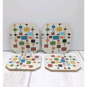 Society6 MCM Atomic Geometric Coasters Set of 4 Mid Century Modern Retro